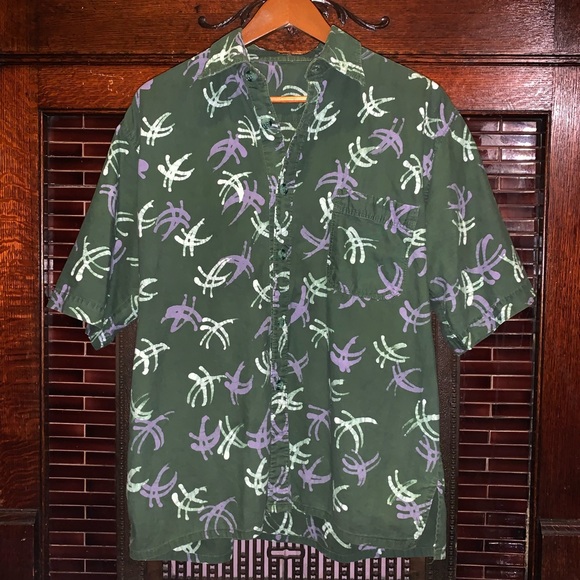 Vintage Short Sleeve Patterned Button Down Shirt - Picture 3 of 3